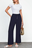 Linen High Waisted Solid Color Wide Leg Pants