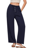 Linen High Waisted Solid Color Wide Leg Pants