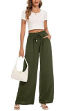 Solid Color Pocket High Waisted Casual Pants