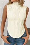 High Neck Solid Color Sleeveless Vest