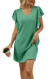 Summer V-Neck Ruffle Short Sleeve Dress