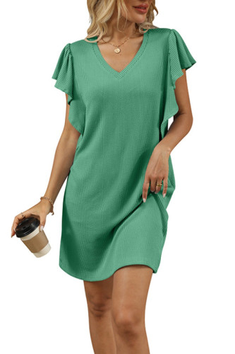 Summer V-Neck Ruffle Short Sleeve Dress