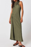 Solid Color Sleeveless Knitted Round Neck Dress