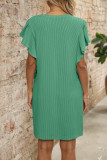Summer V-Neck Ruffle Short Sleeve Dress