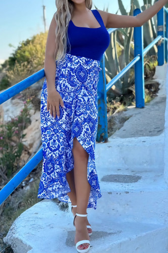 Ethnic Style Paisley Pattern Printed Irregular Skirt
