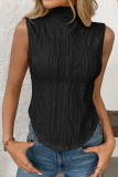 High Neck Solid Color Sleeveless Vest