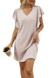 Summer V-Neck Ruffle Short Sleeve Dress
