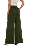 Solid Color Pocket High Waisted Casual Pants