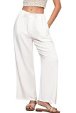 Linen High Waisted Solid Color Wide Leg Pants