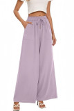 Solid Color Pocket High Waisted Casual Pants