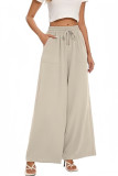 Solid Color Pocket High Waisted Casual Pants