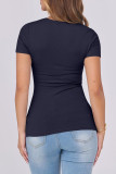 Slim Fit Round Neck Ribbed Short Sleeved T-Shirt