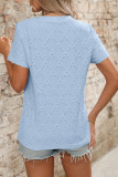 Round Neck Short Sleeved Embroidered Jacquard T-Shirt