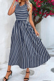 New Round Neck Striped Sleeveless Dress