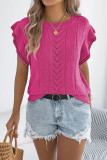 Spring/Summer Round Neck Ruffled Short Sleeved Shirt