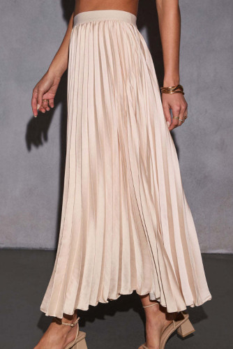 High Waisted Pleated Solid Color Versatile Skirt