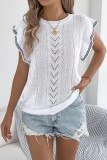 Spring/Summer Round Neck Ruffled Short Sleeved Shirt