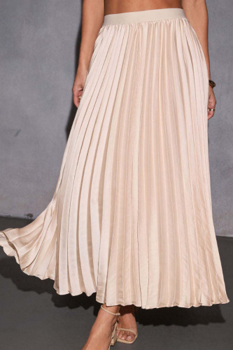High Waisted Pleated Solid Color Versatile Skirt