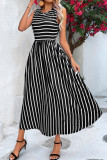 New Round Neck Striped Sleeveless Dress
