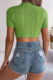 Leisure Hollow Knitted Short Sleeved Shirt