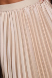 High Waisted Pleated Solid Color Versatile Skirt