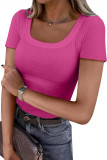 U-Neck Ribbed Short Sleeved T-Shirt
