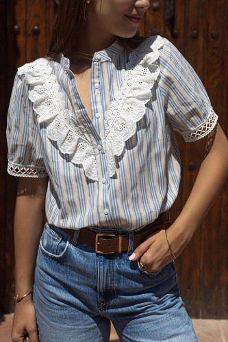 New Button Cardigan Lace Short Sleeved Shirt