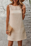 Solid Color Hollow Out Short Sleeved Dress