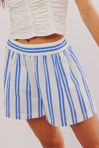 Striped Casual Elastic Pocket Beach Shorts