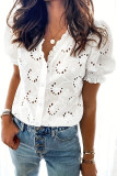 Hollow Lotus Leaf Edge Lantern Short Sleeved Shirt