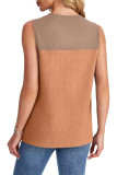 Casual Patchwork Contrasting Round Neck Sleeveless Vest
