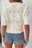 French Crochet Hollow Short Sleeved Knitted Sweater
