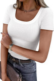 U-Neck Ribbed Short Sleeved T-Shirt