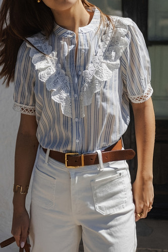 New Button Cardigan Lace Short Sleeved Shirt