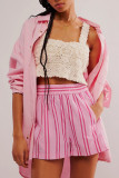 Striped Casual Elastic Pocket Beach Shorts