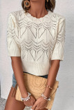 French Crochet Hollow Short Sleeved Knitted Sweater