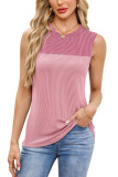 Casual Patchwork Contrasting Round Neck Sleeveless Vest