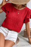 Round Neck Lotus Leaf Short Sleeved Shirt