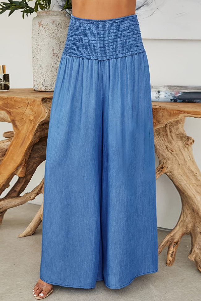 Solid Color High Waisted Loose Casual Wide Leg Pants