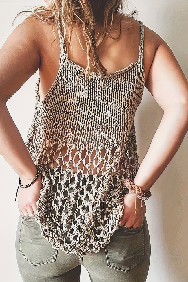 Hollow Knit Sleeveless Camisole Vest