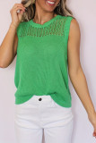 Hollow Out Loose Casual Knitted Round Neck Vest