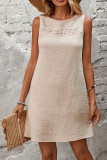 Solid Color Hollow Out Short Sleeved Dress
