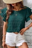 Round Neck Lotus Leaf Short Sleeved Shirt