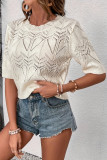 French Crochet Hollow Short Sleeved Knitted Sweater