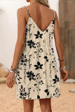 V-Neck Loose Print Suspender Dress