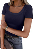 U-Neck Ribbed Short Sleeved T-Shirt