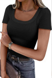 U-Neck Ribbed Short Sleeved T-Shirt