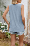 Round Neck Hollowed Out Pleated Sleeveless Vest