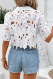 Lace Fashion Versatile Hollow Short Sleeve Shirt
