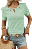 Solid Color Round Neck Button Short Sleeved T-Shirt